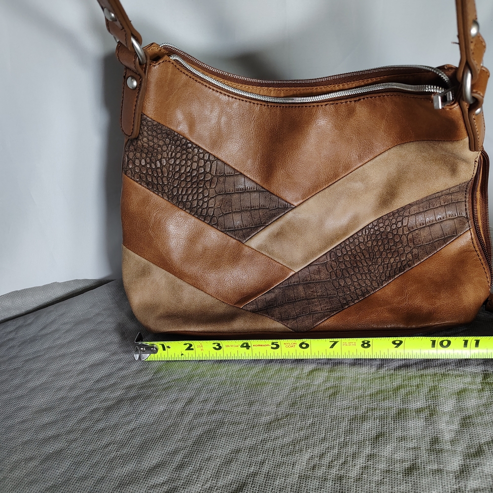 Relic Chevron Leather Brown Patchwork Sholder Str… - image 7